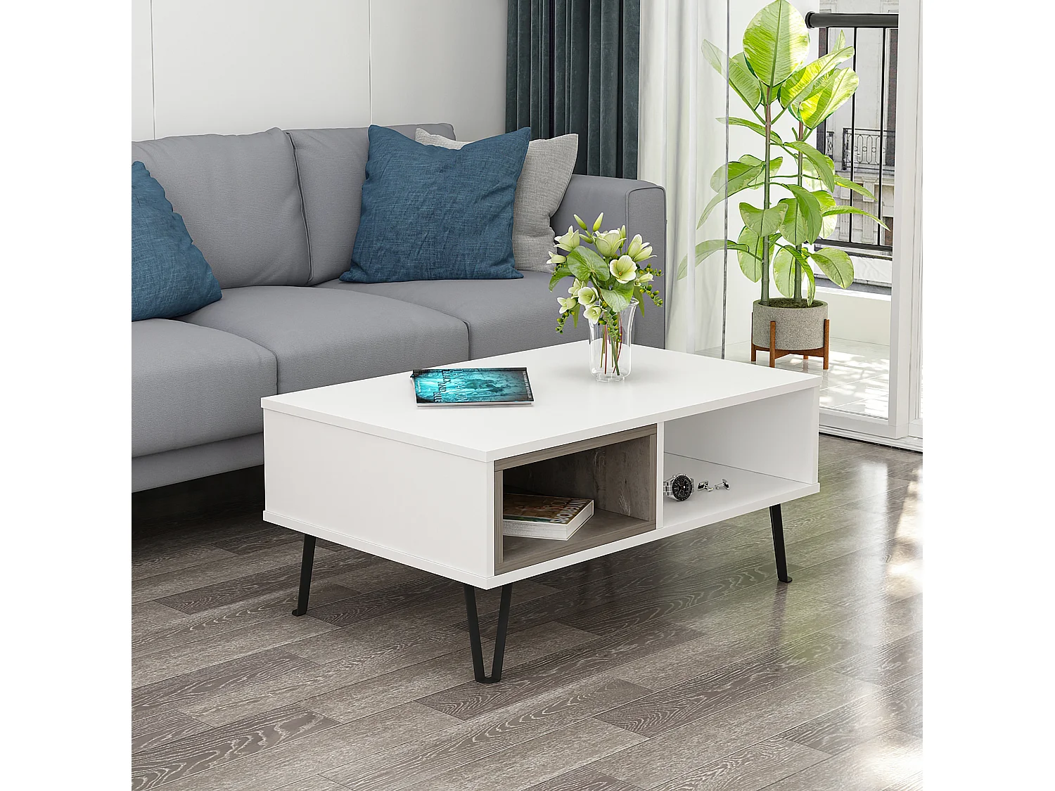 Table basse MENDOZ- blanc, 90x41x60