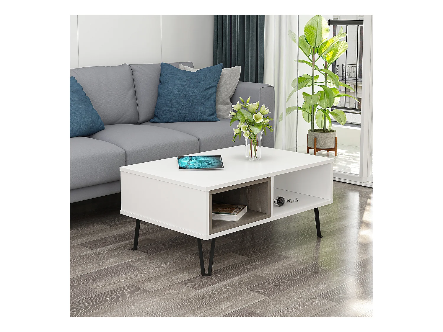 Table basse MENDOZ- blanc, 90x41x60