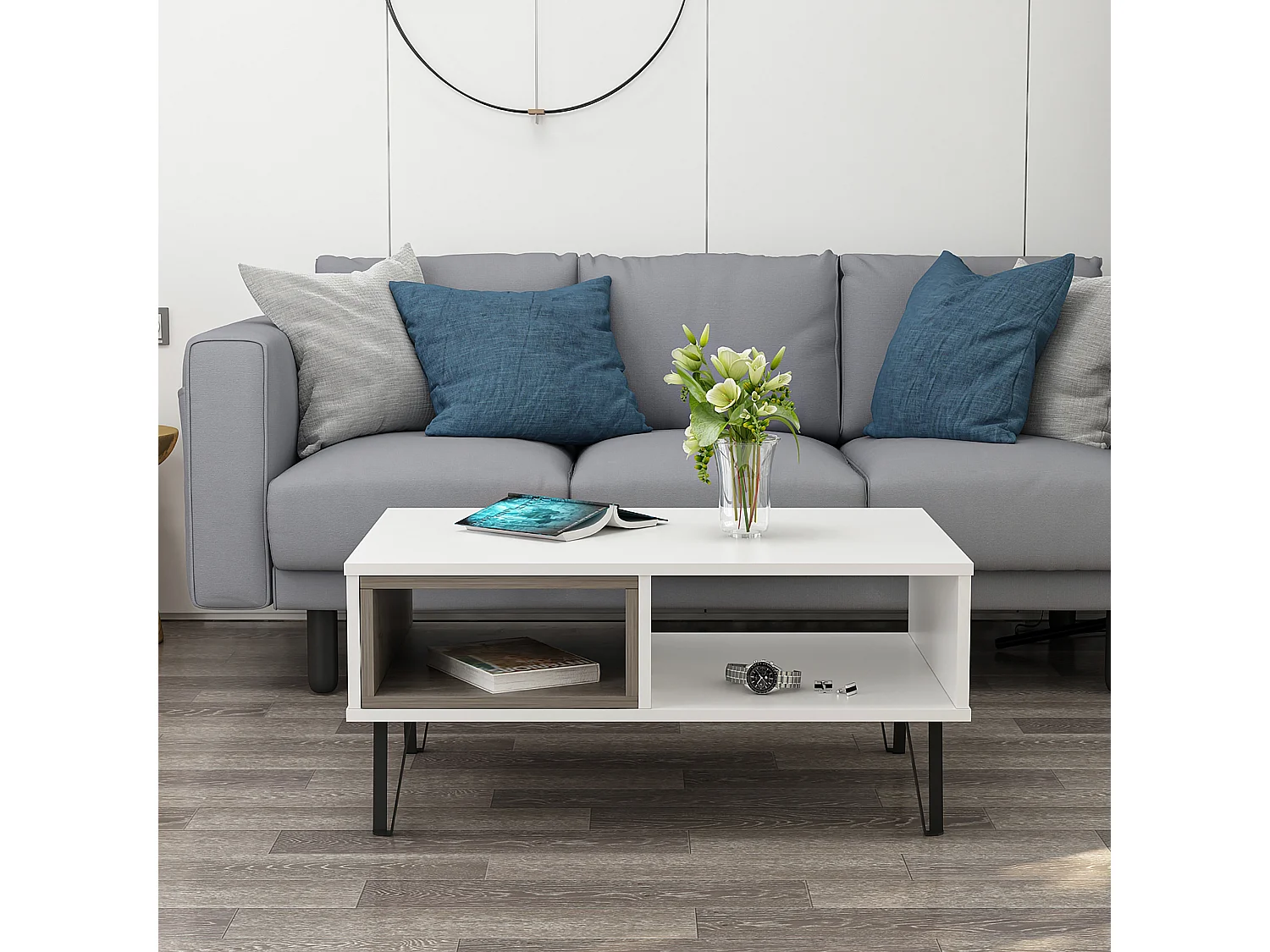 Couchtisch MENDOZ- Weiß, 90x41x60