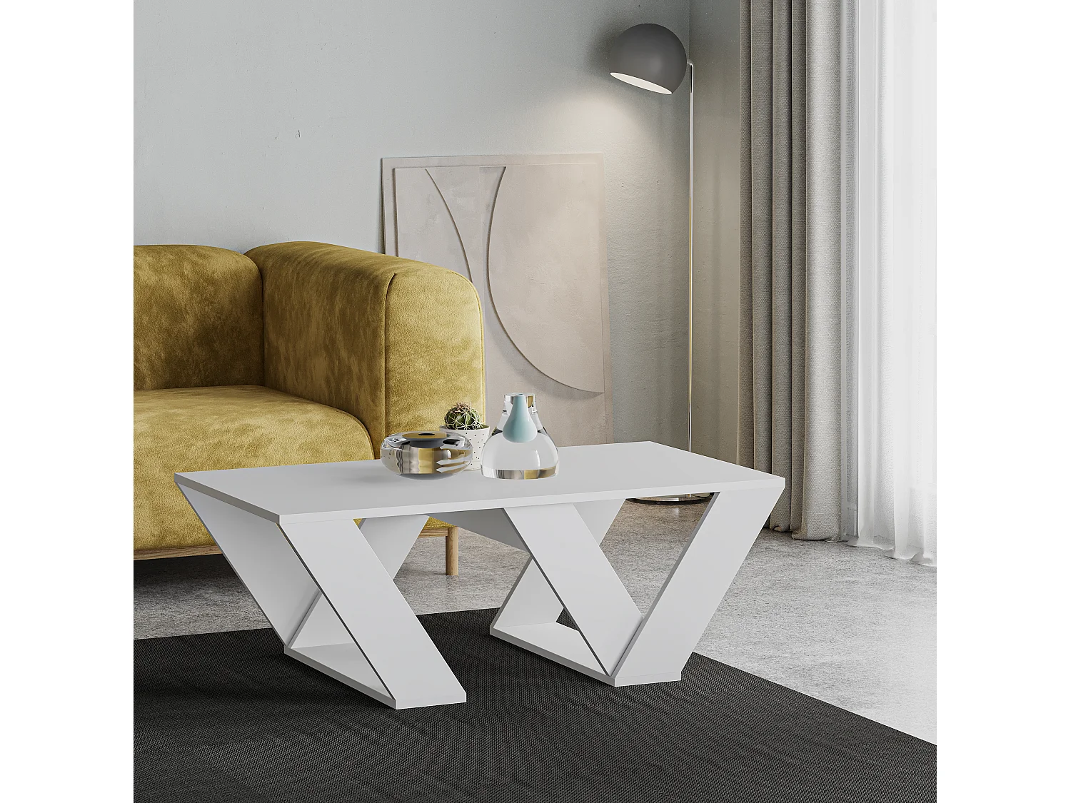 Couchtisch PIPRA- Weiß, 120x40x60