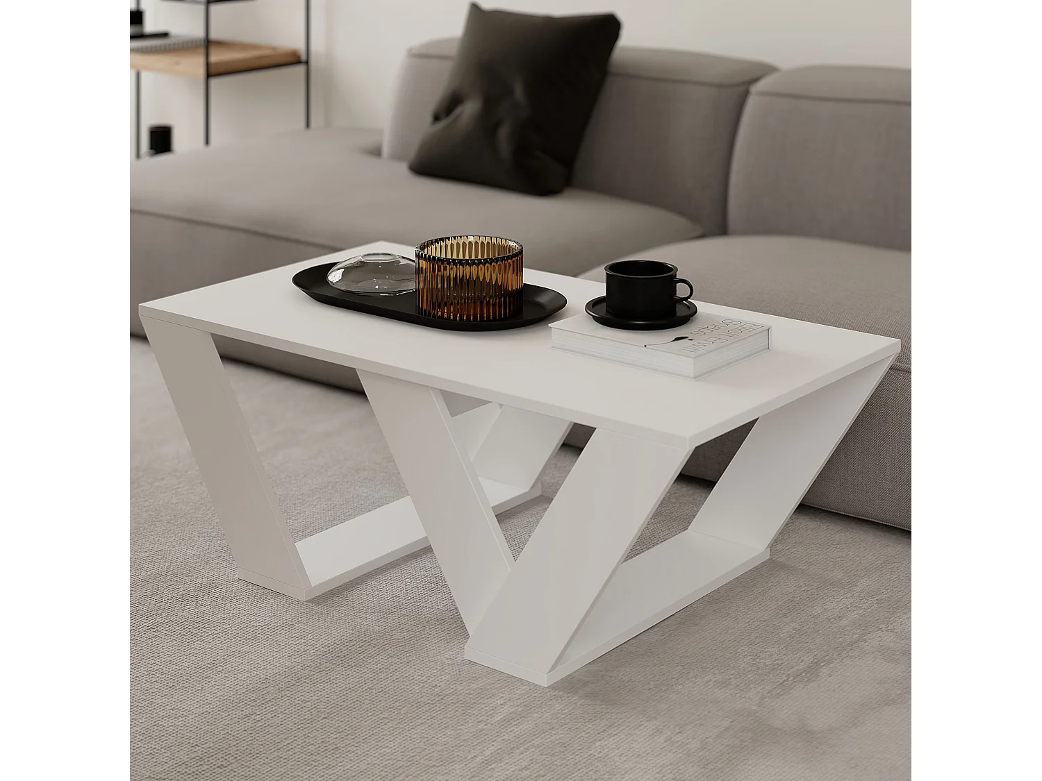 Couchtisch PIPRA- Weiß, 120x40x60