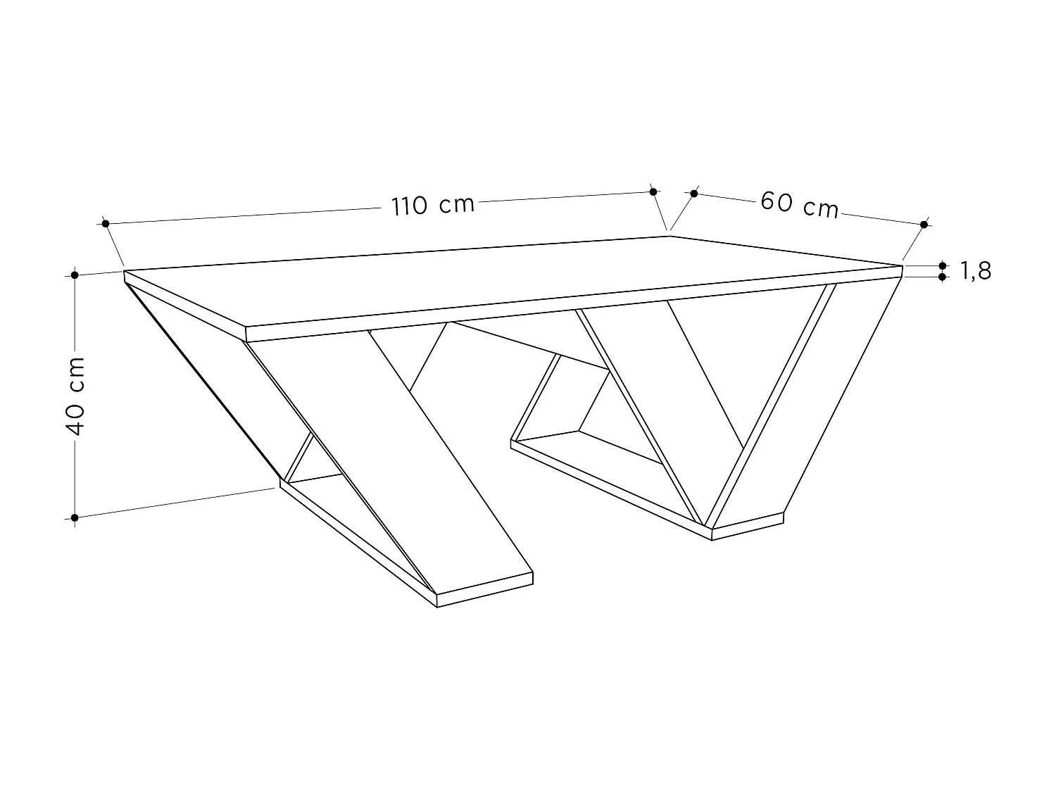 Couchtisch PIPRA- Weiß, 120x40x60