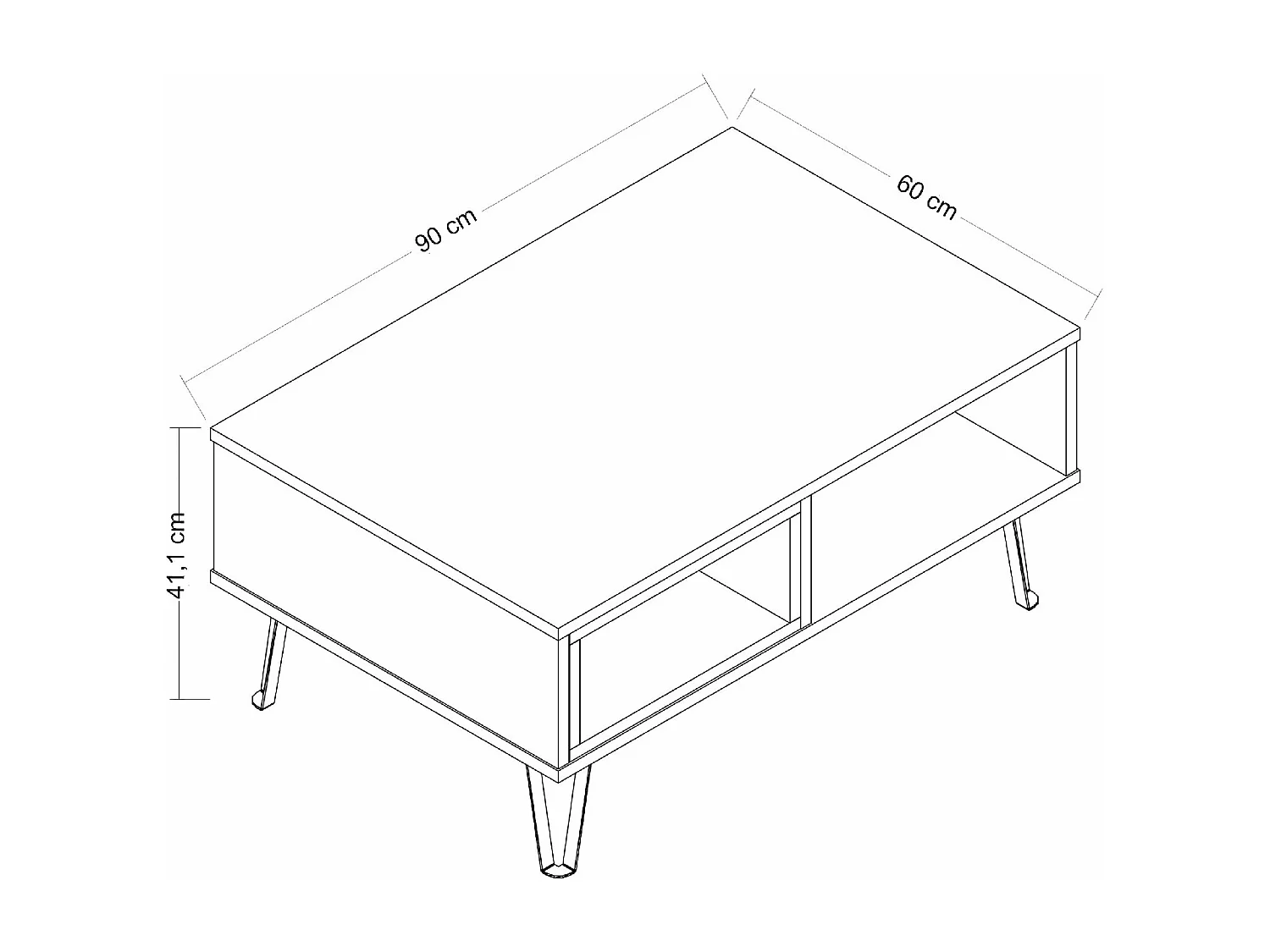 Couchtisch MENDOZ- Eiche / Weiß, 90x41x60