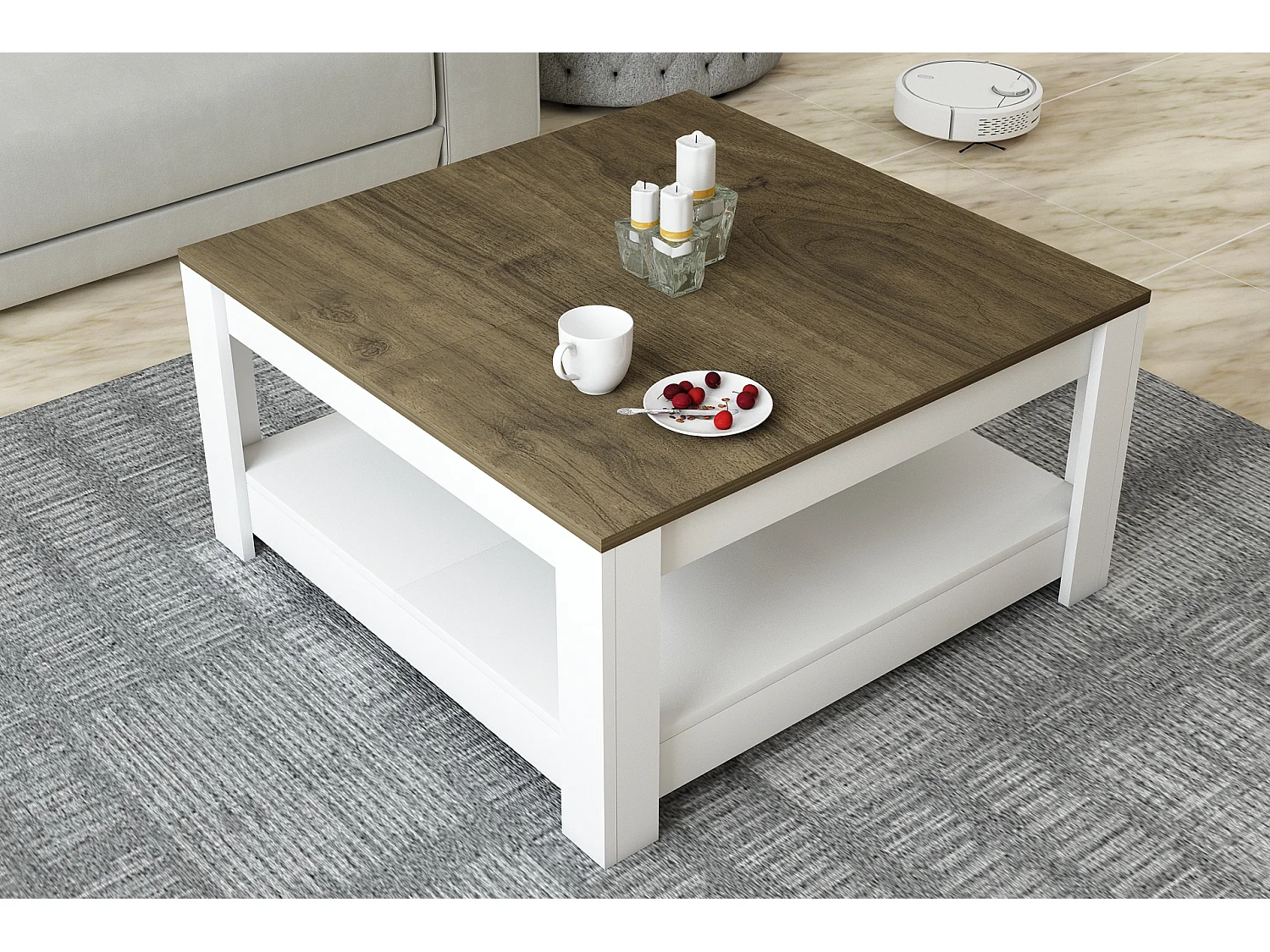 Stolik kawowy ATHENA - naturalny ciemny, 89x46x89