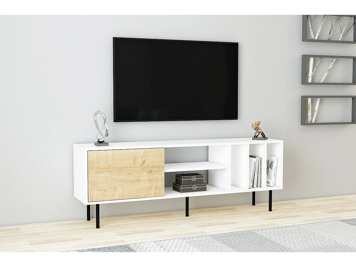 Szafka RTV HERA-biały/dąb, 57x160x35