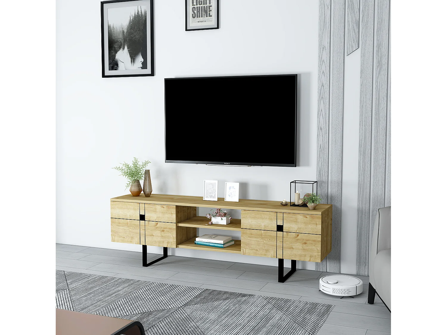 Mobile TV ZEUS - rovere chiaro, 50x160x35