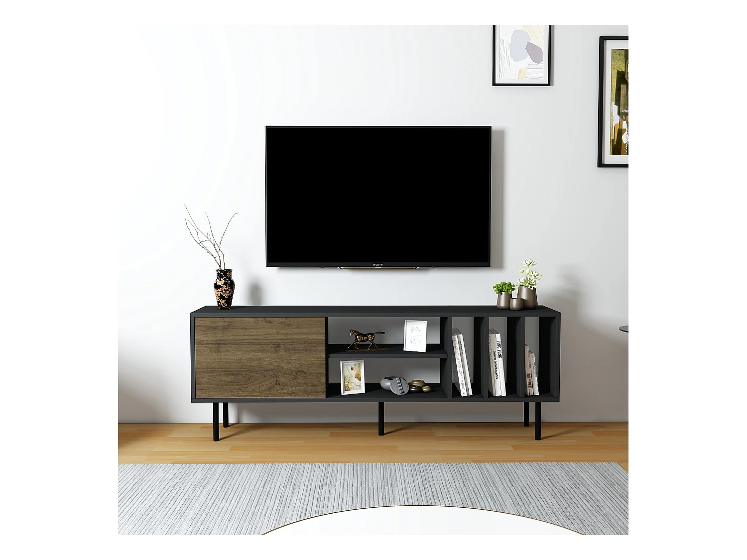 Buffet bas TV PIETRA- marron, 58x160x35