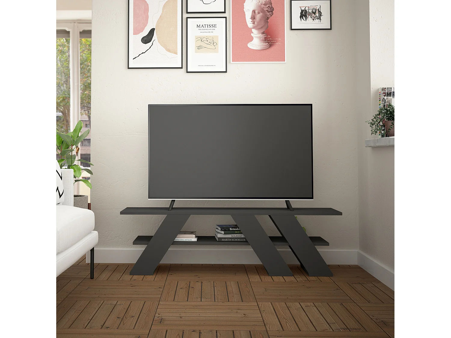 Fernsehtisch FELLA- Anthrazitgrau, 40x140x34
