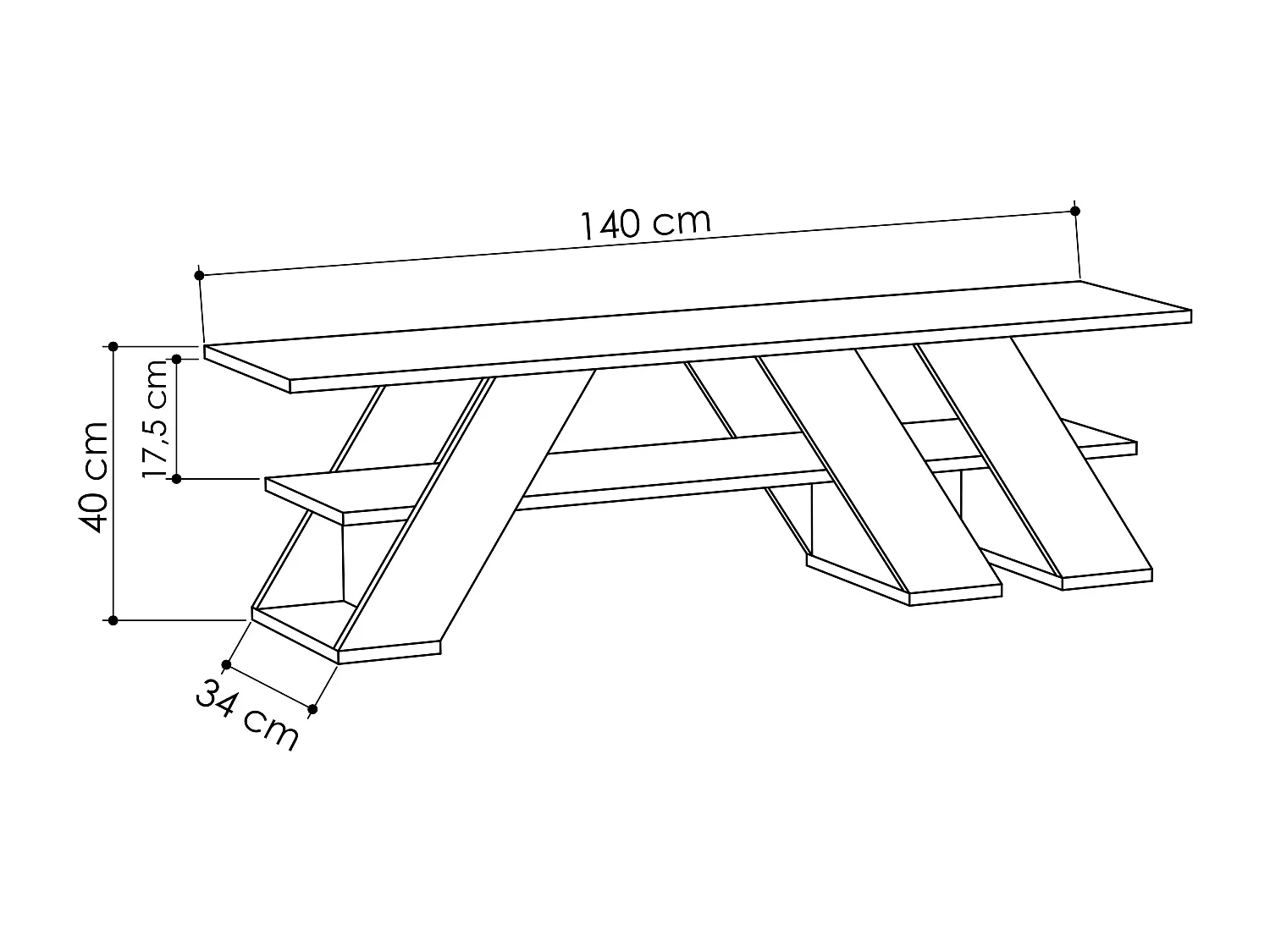Fernsehtisch FELLA- Anthrazitgrau, 40x140x34
