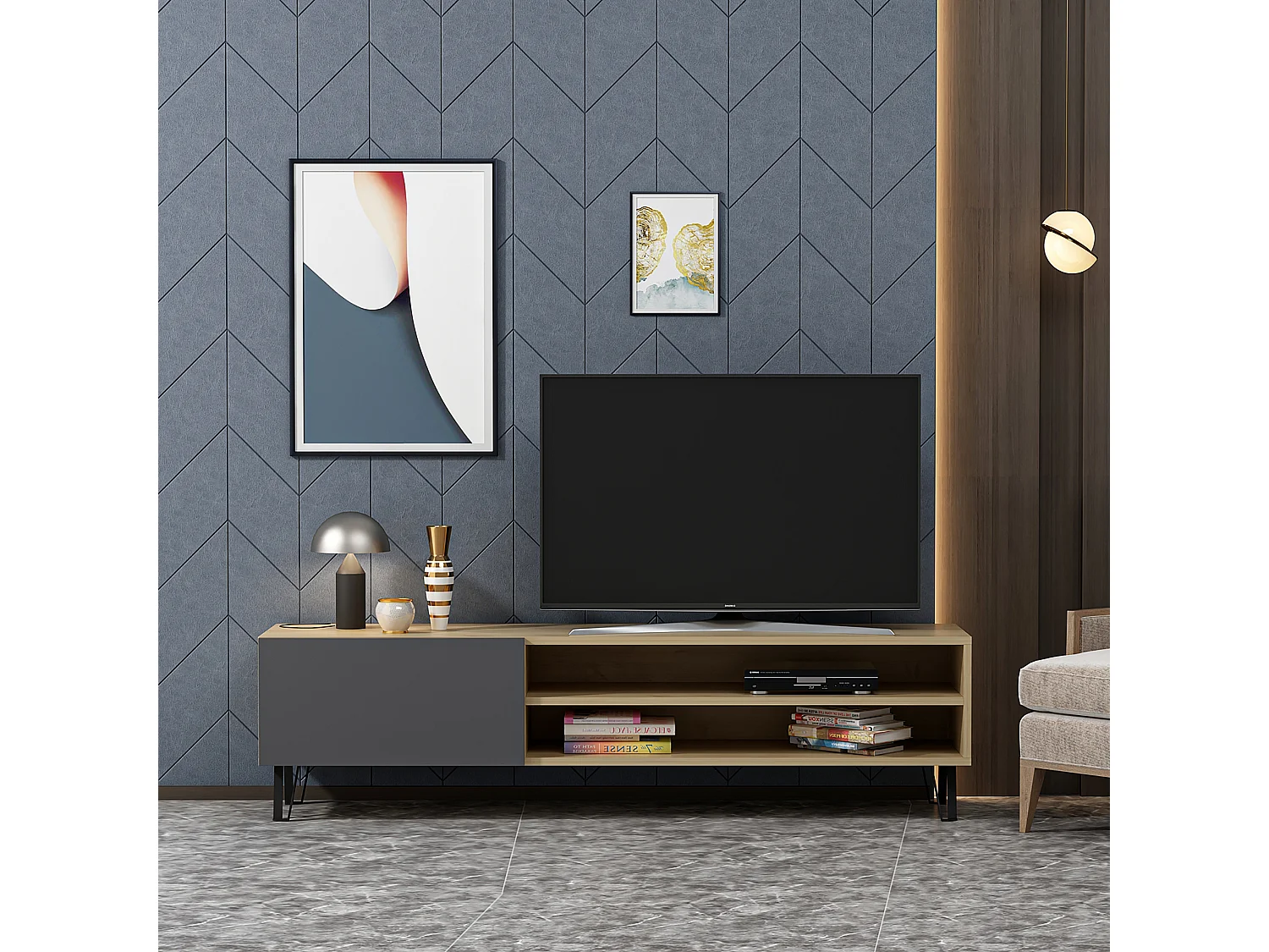 TV-meubel BLISS- lichte natuurlijke kleur, 47x160x37,4