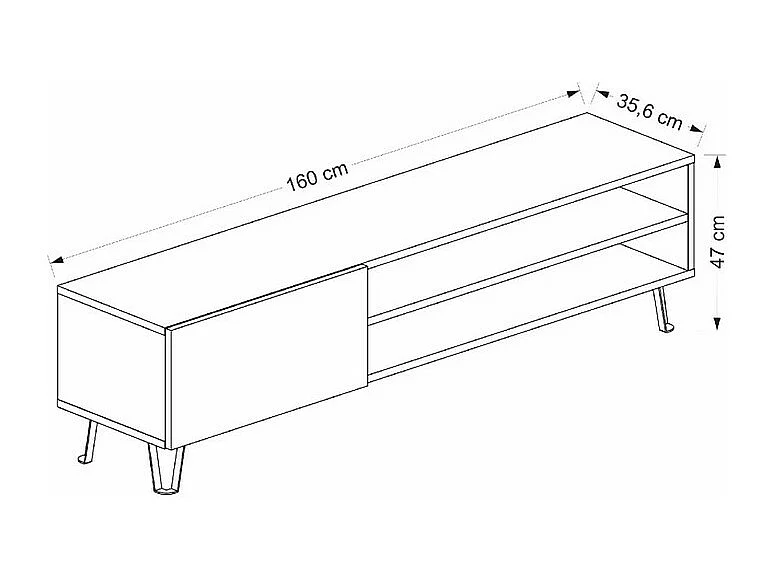 TV-meubel BLISS- lichte natuurlijke kleur, 47x160x37,4