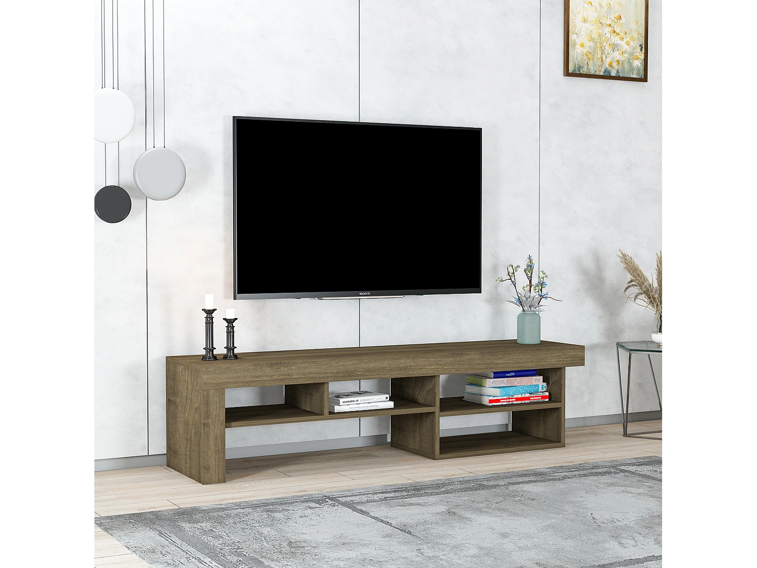 Szafka RTV HESTIA - orzech - orzech, 40x160x38