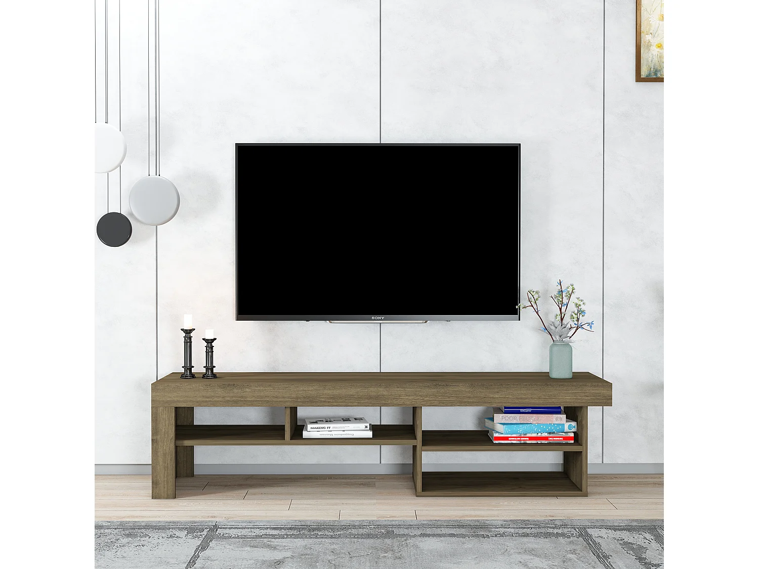 Szafka RTV HESTIA - orzech - orzech, 40x160x38