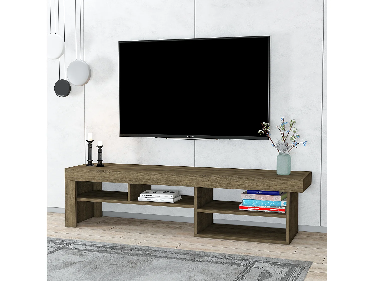 Szafka RTV HESTIA - orzech - orzech, 40x160x38