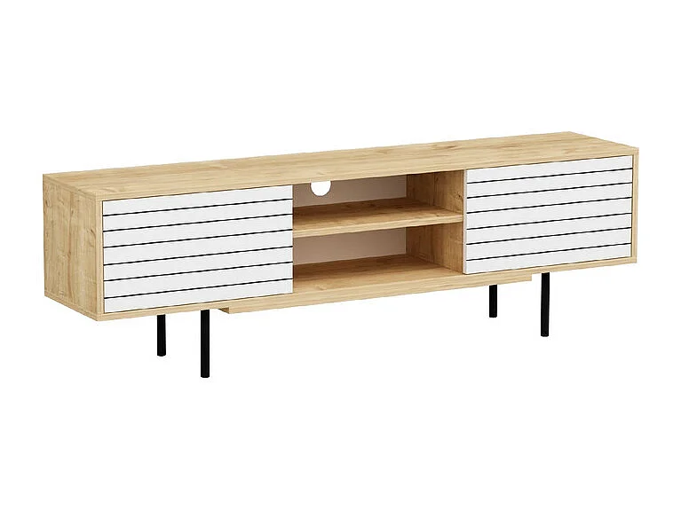 Szafka RTV APOLLO- dąb/biały, 50,5x160x35