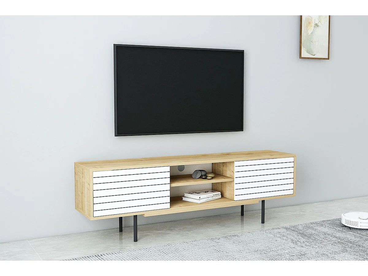 Szafka RTV APOLLO- dąb/biały, 50,5x160x35