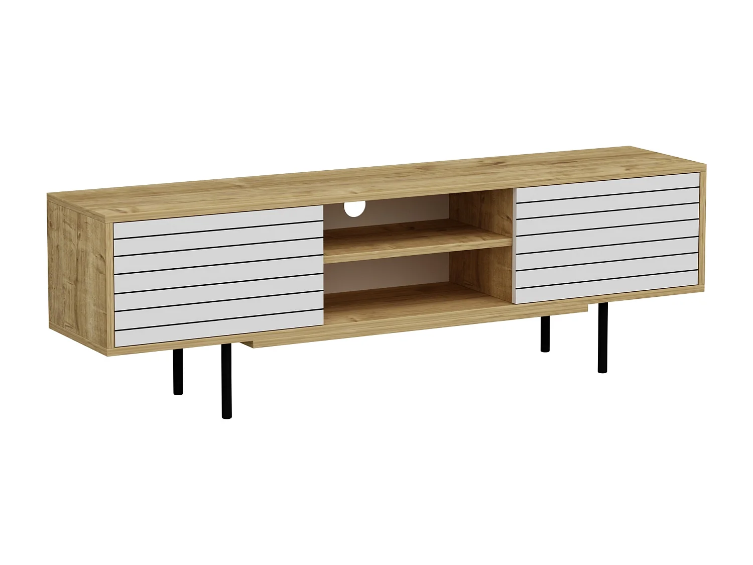 Szafka RTV APOLLO- dąb/biały, 50,5x160x35