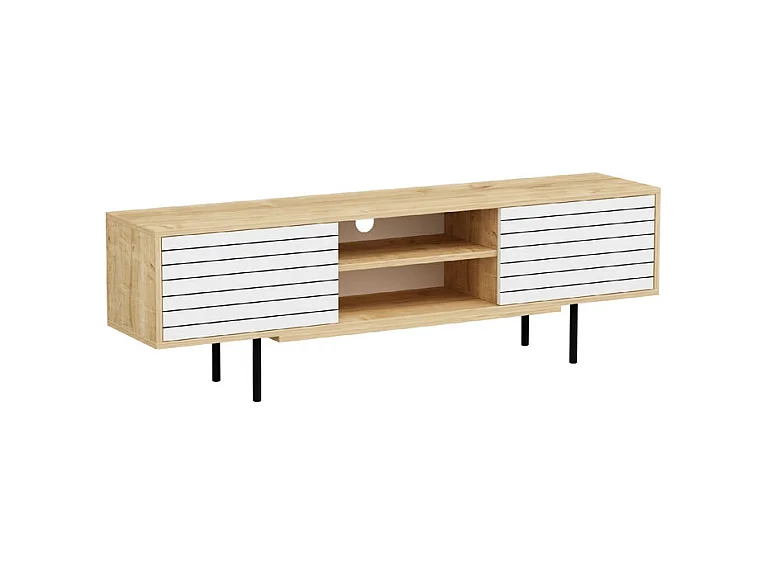 Meuble TV APOLLO - chêne / blanc, 50,5x160x35