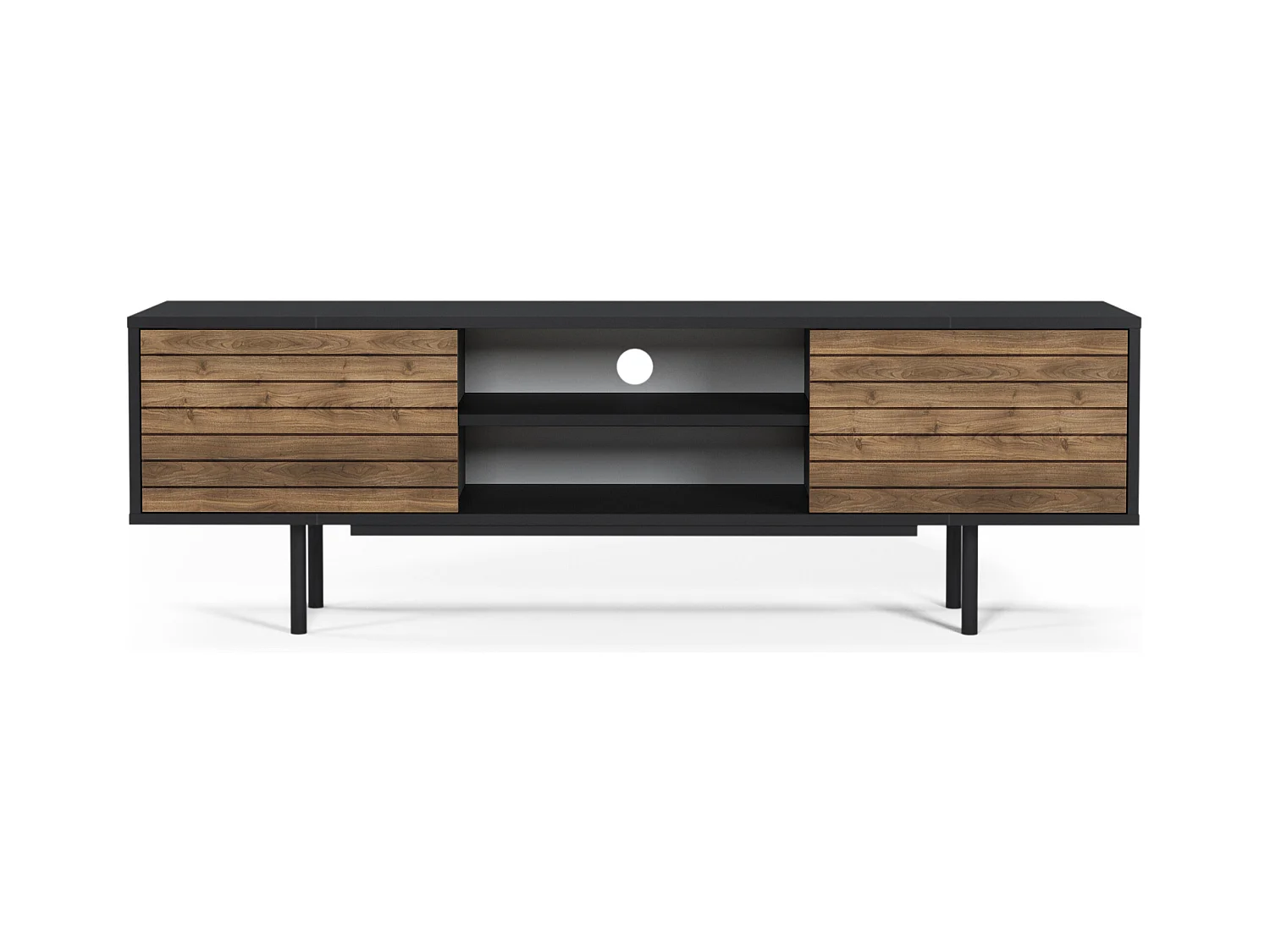Meuble TV APOLLO- noir / noyer, 50,5x160x35