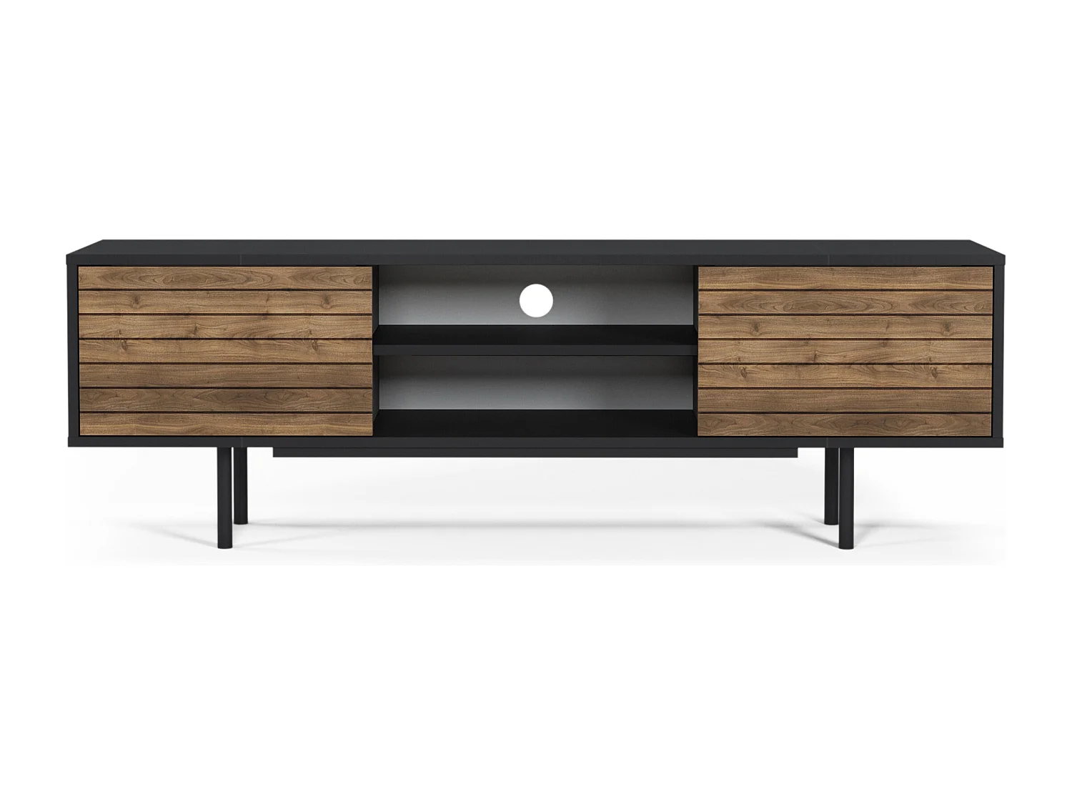 Meuble TV APOLLO- noir / noyer, 50,5x160x35