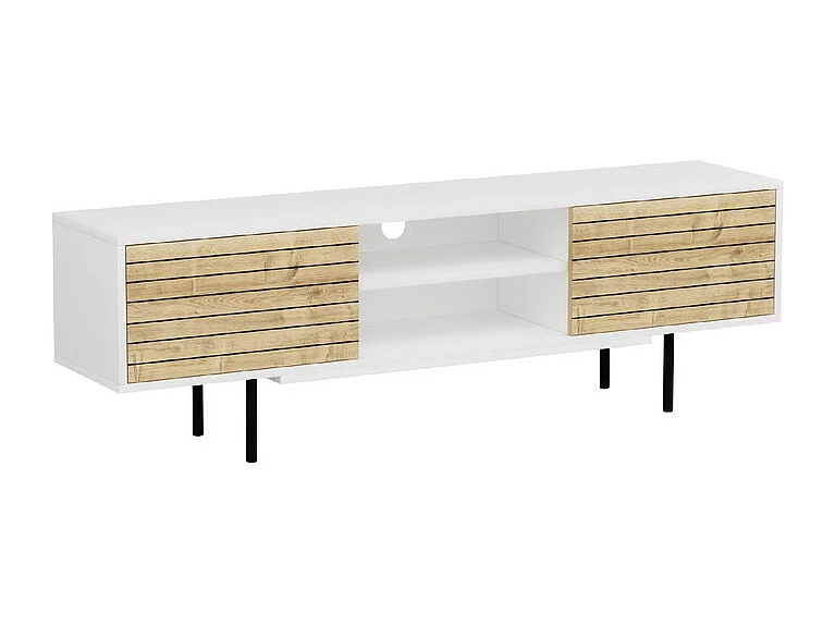 Szafka RTV APOLLO - biały / dąb, 50,5x160x35