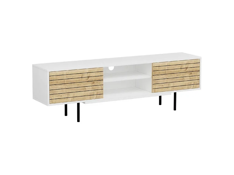 Meuble TV APOLLO- blanc / chêne, 50,5x160x35