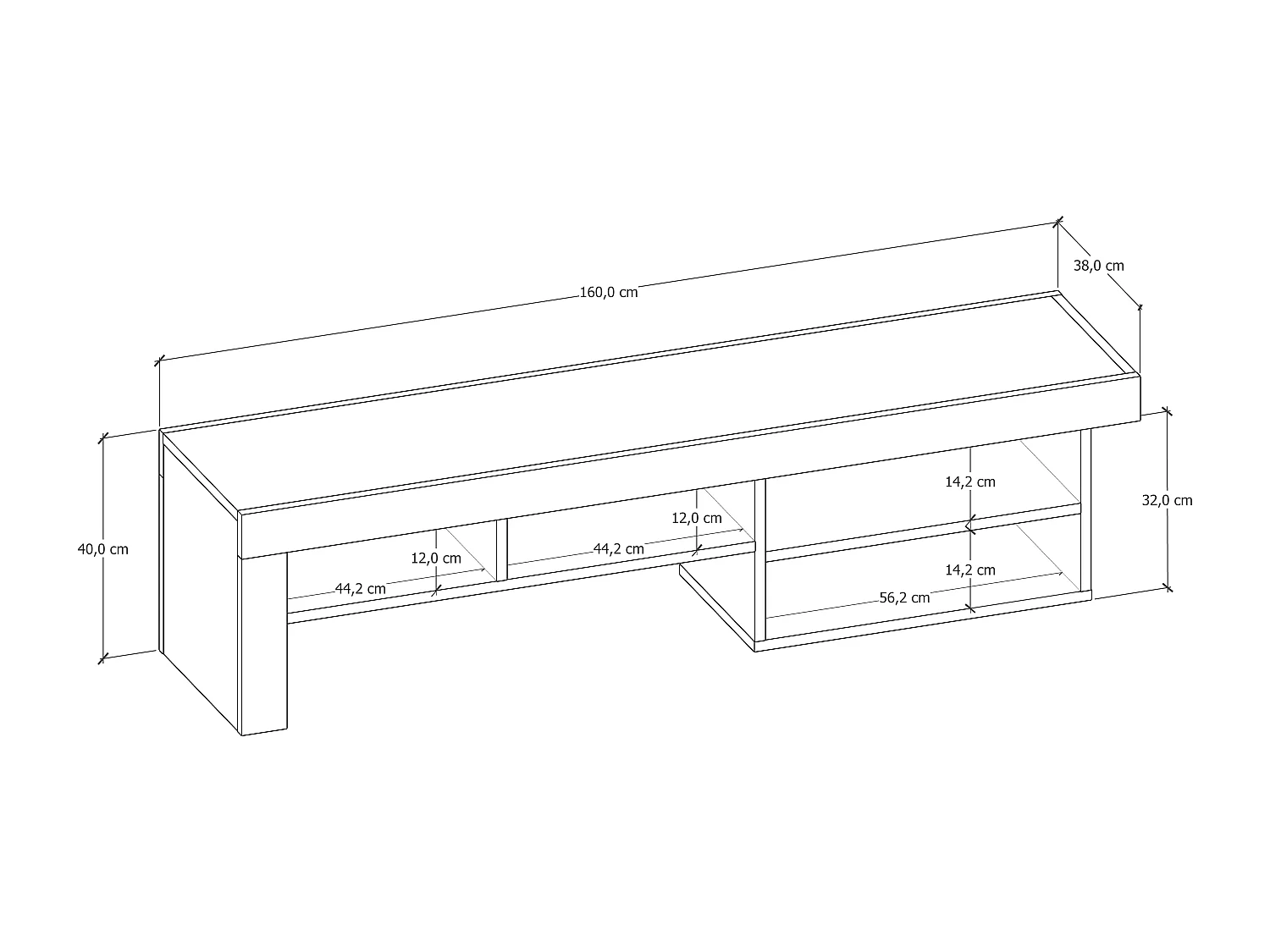 Tv-meubel HESTIA - wit - wit, 40x160x38