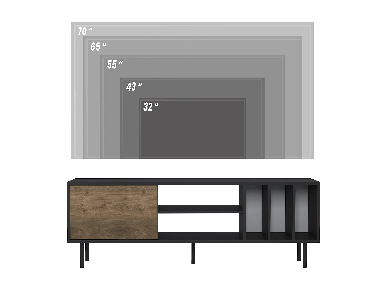 Szafka RTV HERA-czarny/orzech, 57x160x35