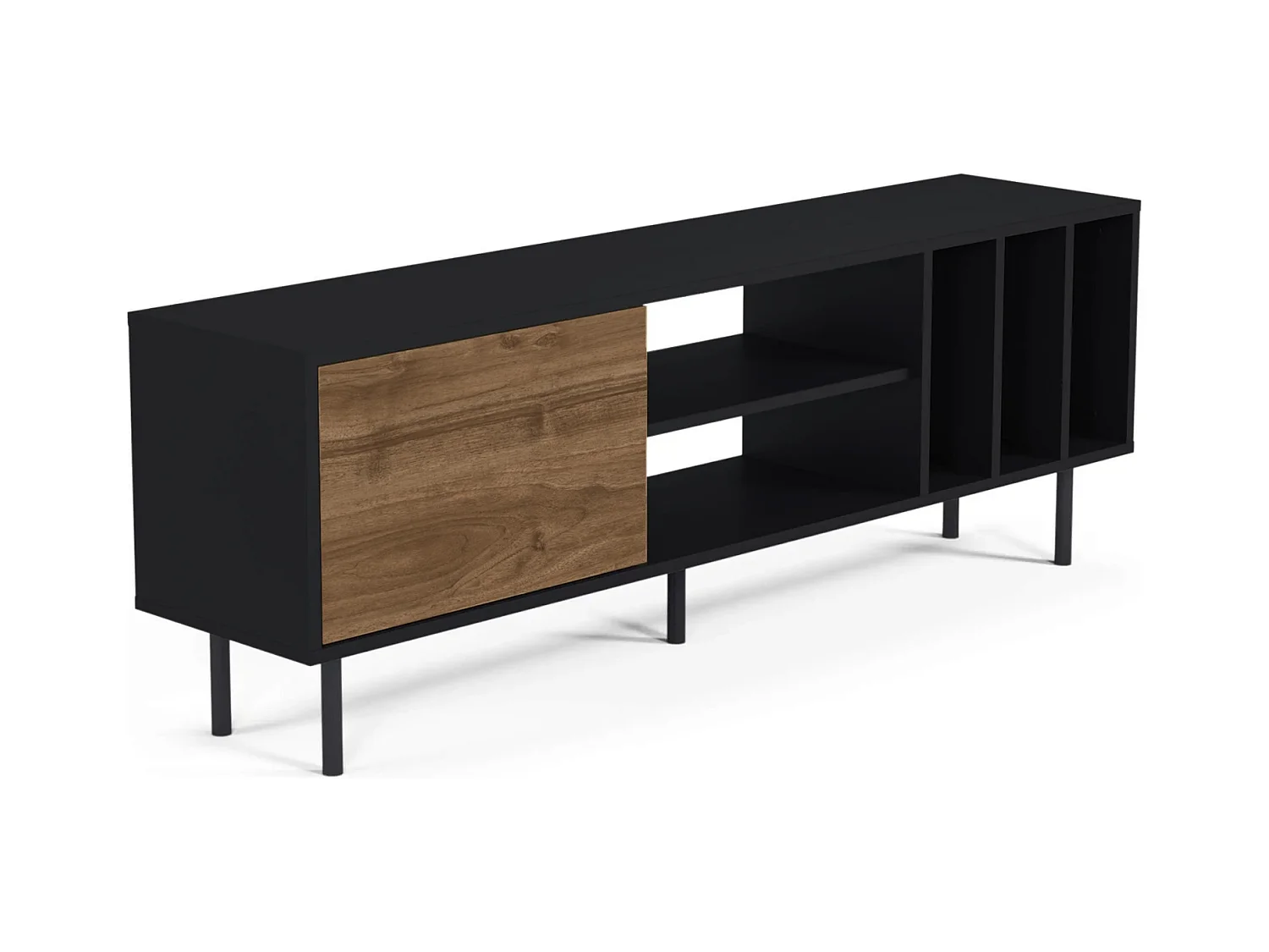 Meuble TV HERA - noir / noyer, 57x160x35