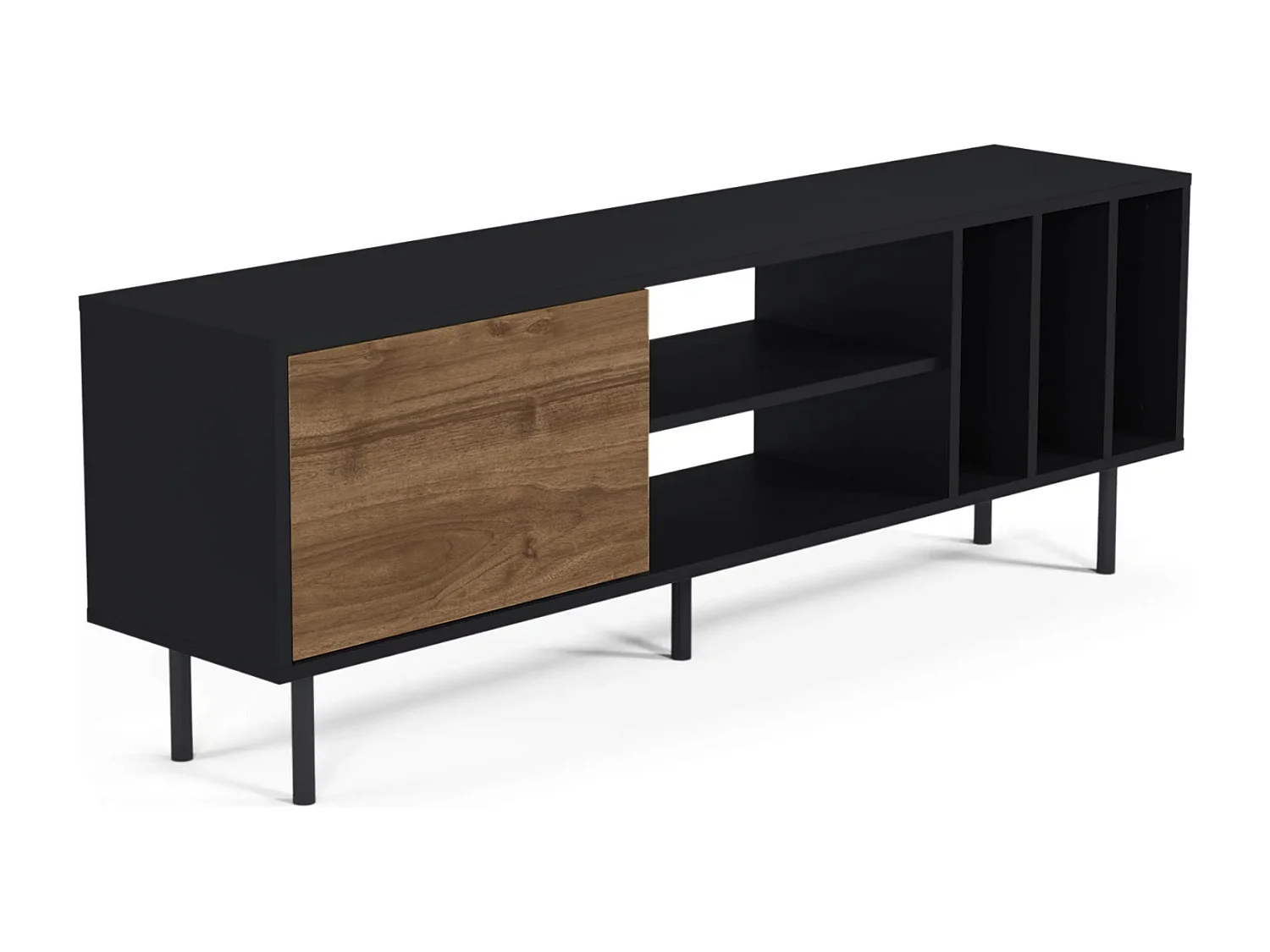 Tv-Schrank HERA- Schwarz / Walnuss, 57x160x35