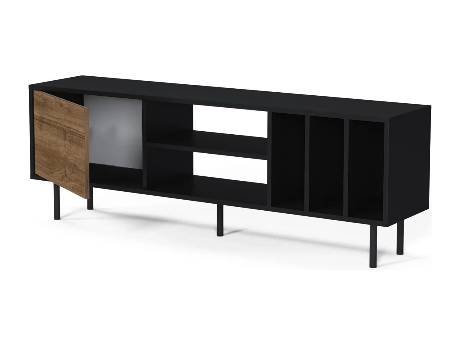 Tv-Schrank HERA- Schwarz / Walnuss, 57x160x35