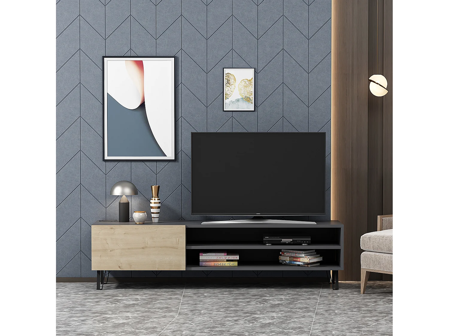 TV-meubel BLISS- antracietgrijs, 47x160x37,4