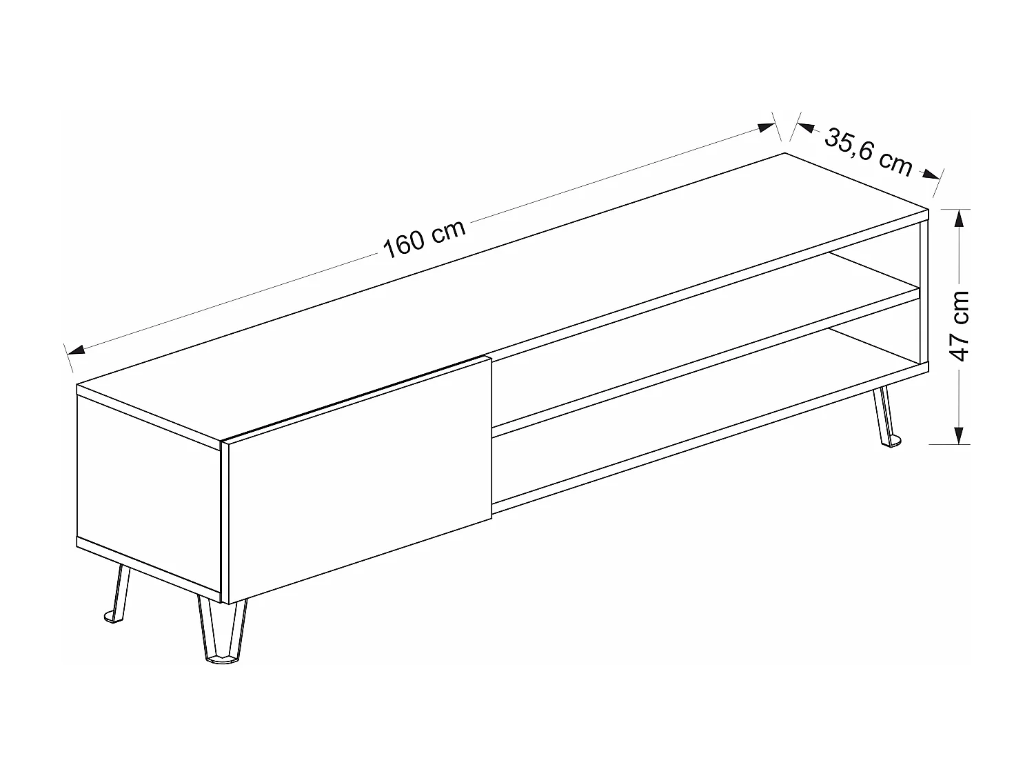 TV-meubel BLISS- antracietgrijs, 47x160x37,4