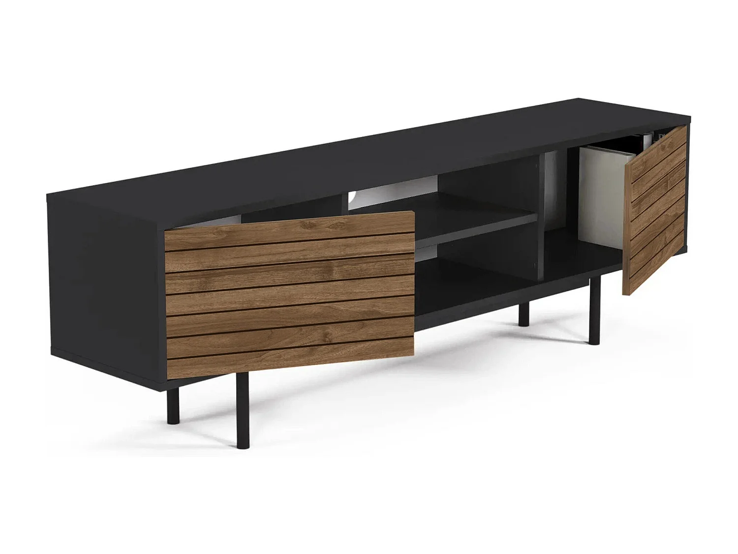 TV-meubel APOLLO- antraciet/walnoot, 50,5x160x35