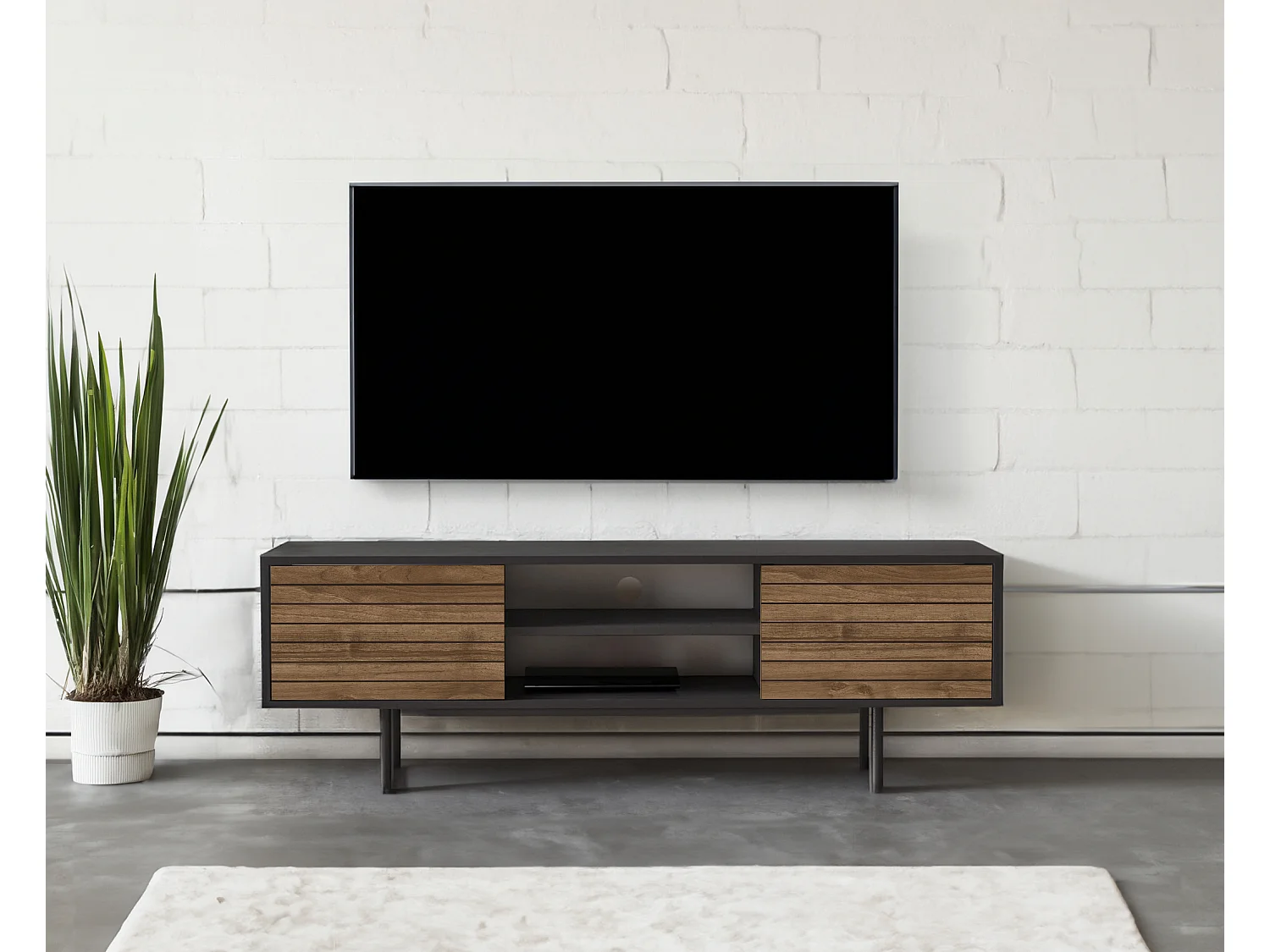 Szafka RTV APOLLO- antracyt/orzech, 50,5x160x35