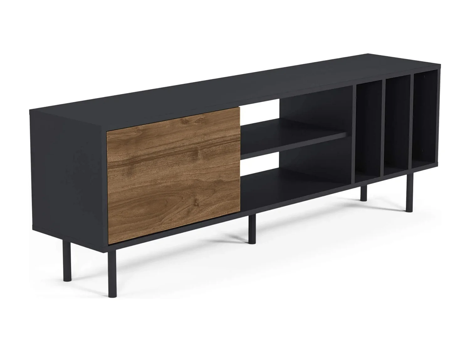 TV-meubel HERA- antraciet/walnoot, 57x160x35