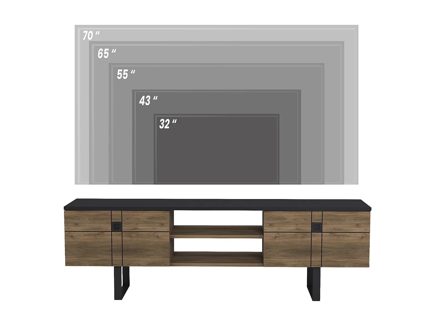 Szafka RTV ZEUS - czarny / orzech, 50x160x35