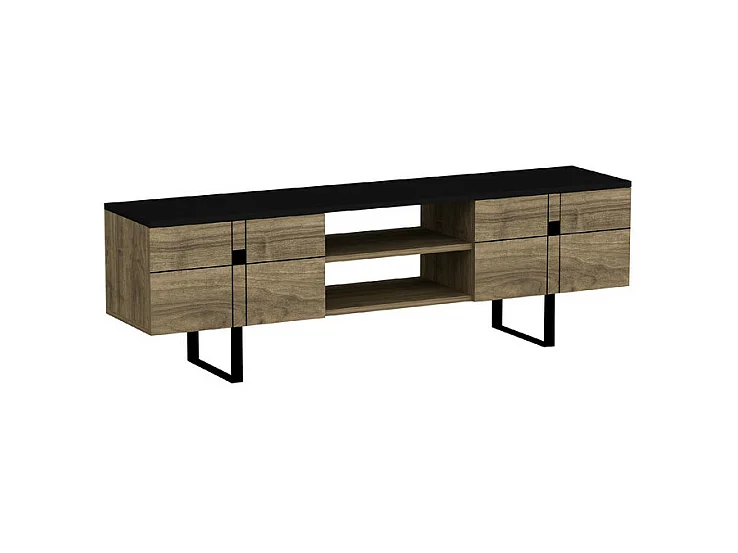 Meuble TV ZEUS - noir / noyer, 50x160x35