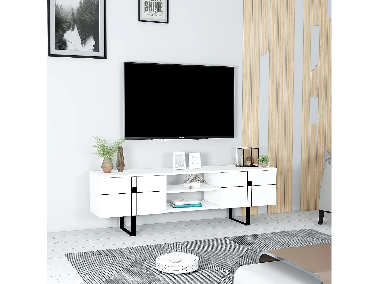 Tv-Schrank ZEUS- Weiß, 50x160x35