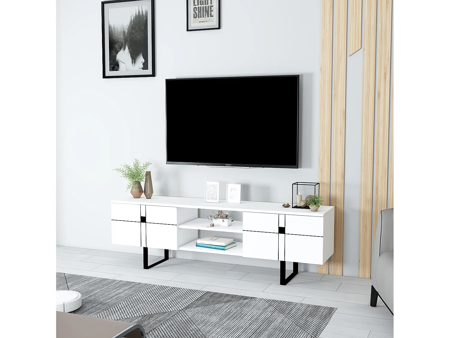 Tv-Schrank ZEUS- Weiß, 50x160x35