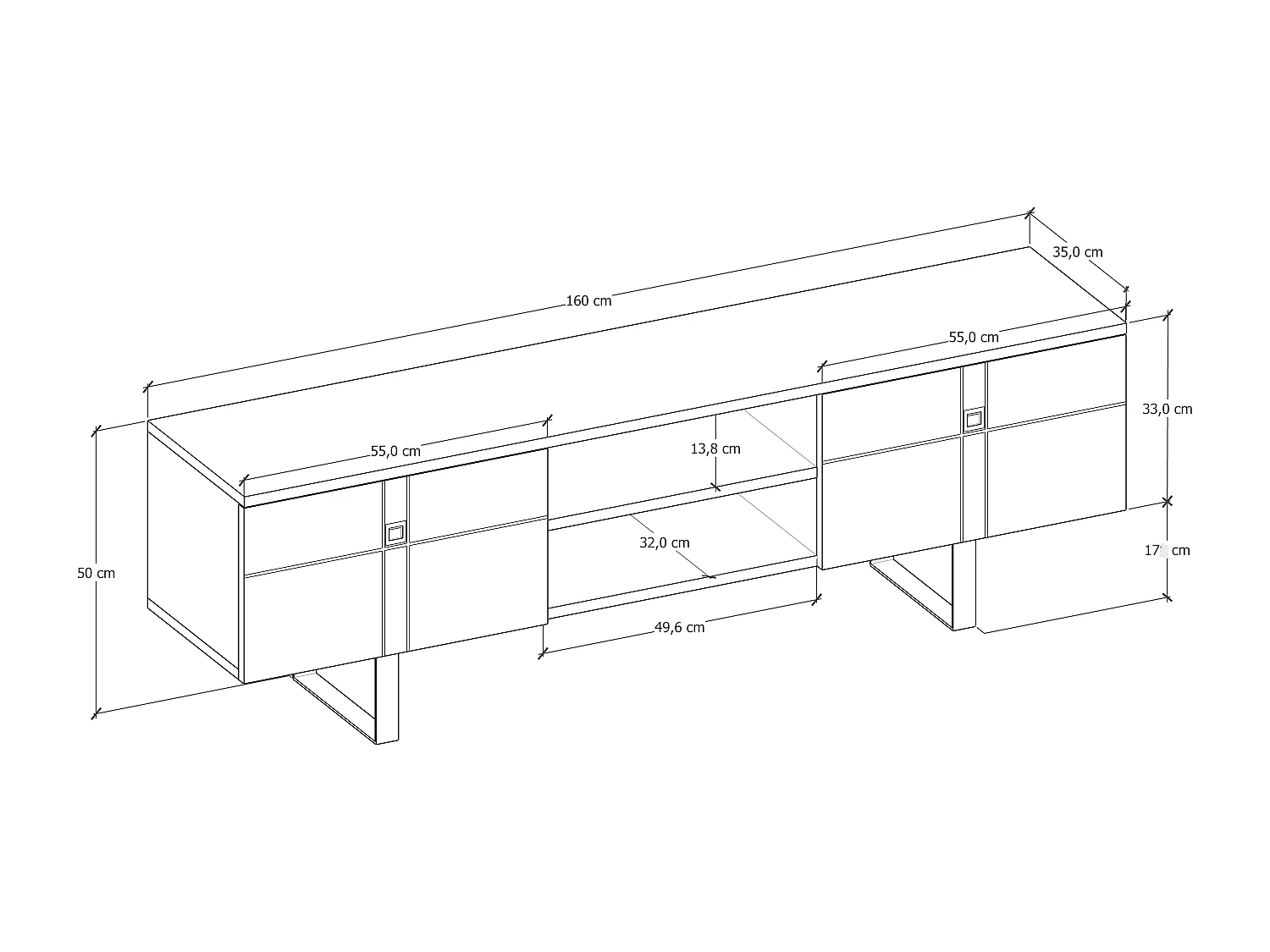 Tv-Schrank ZEUS- Weiß, 50x160x35