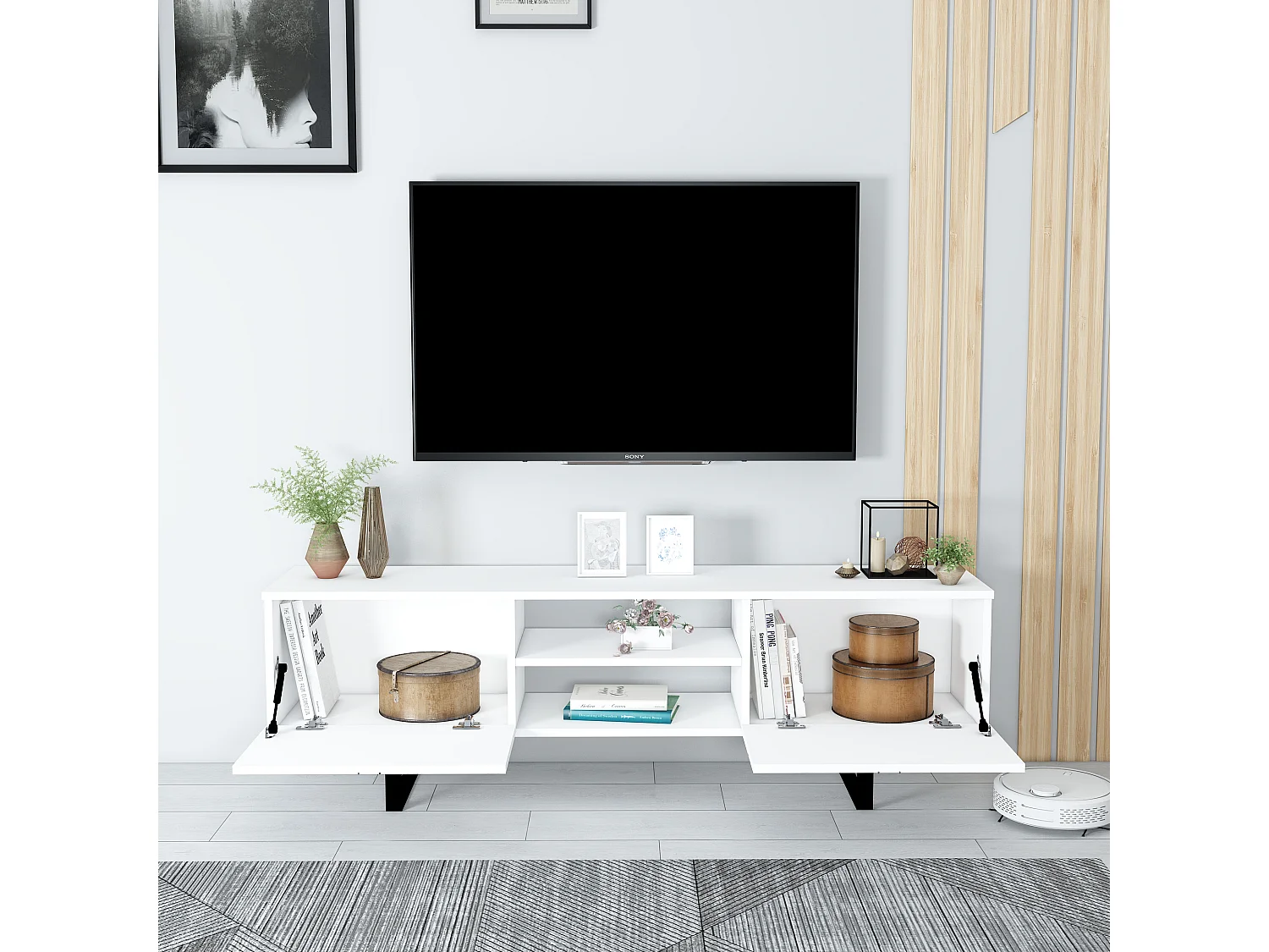Meuble TV ZEUS- blanc, 50x160x35