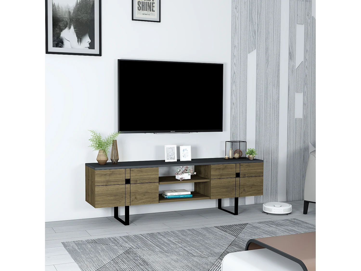 Meuble TV ZEUS-Chêne foncé, 50x160x35