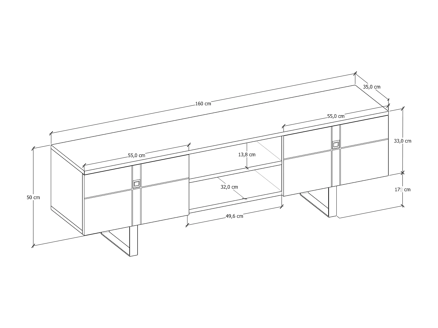 TV-meubel ZEUS-Donker eiken, 50x160x35