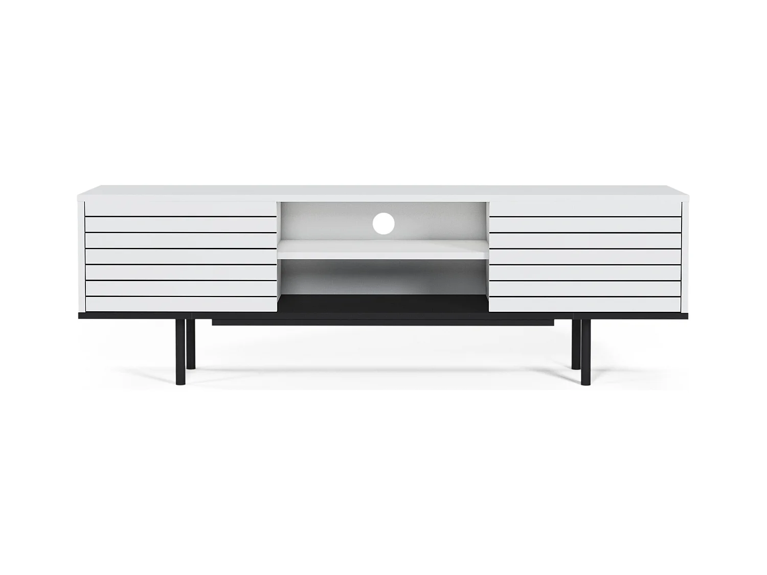 Meuble TV APOLLO- blanc / noir, 50,5x160x35