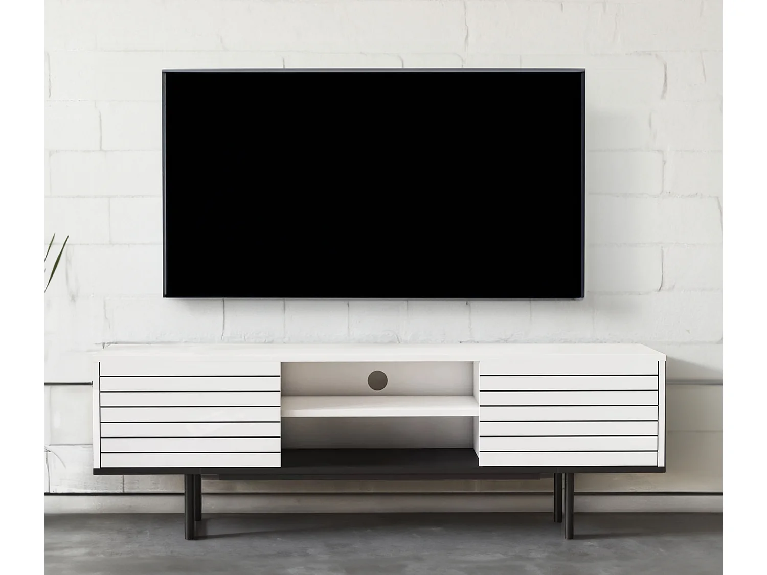 Mobile tv APOLLO- bianco/nero, 50,5x160x35,5 cm