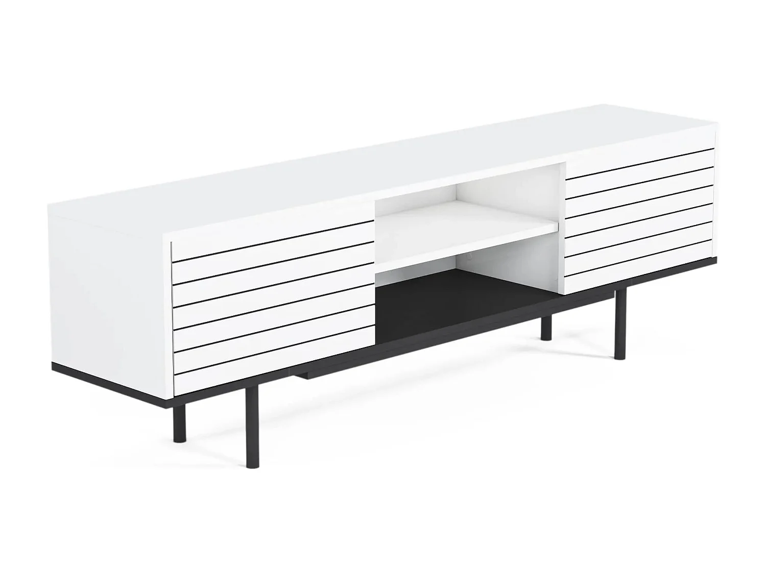 Mobile tv APOLLO- bianco/nero, 50,5x160x35,5 cm