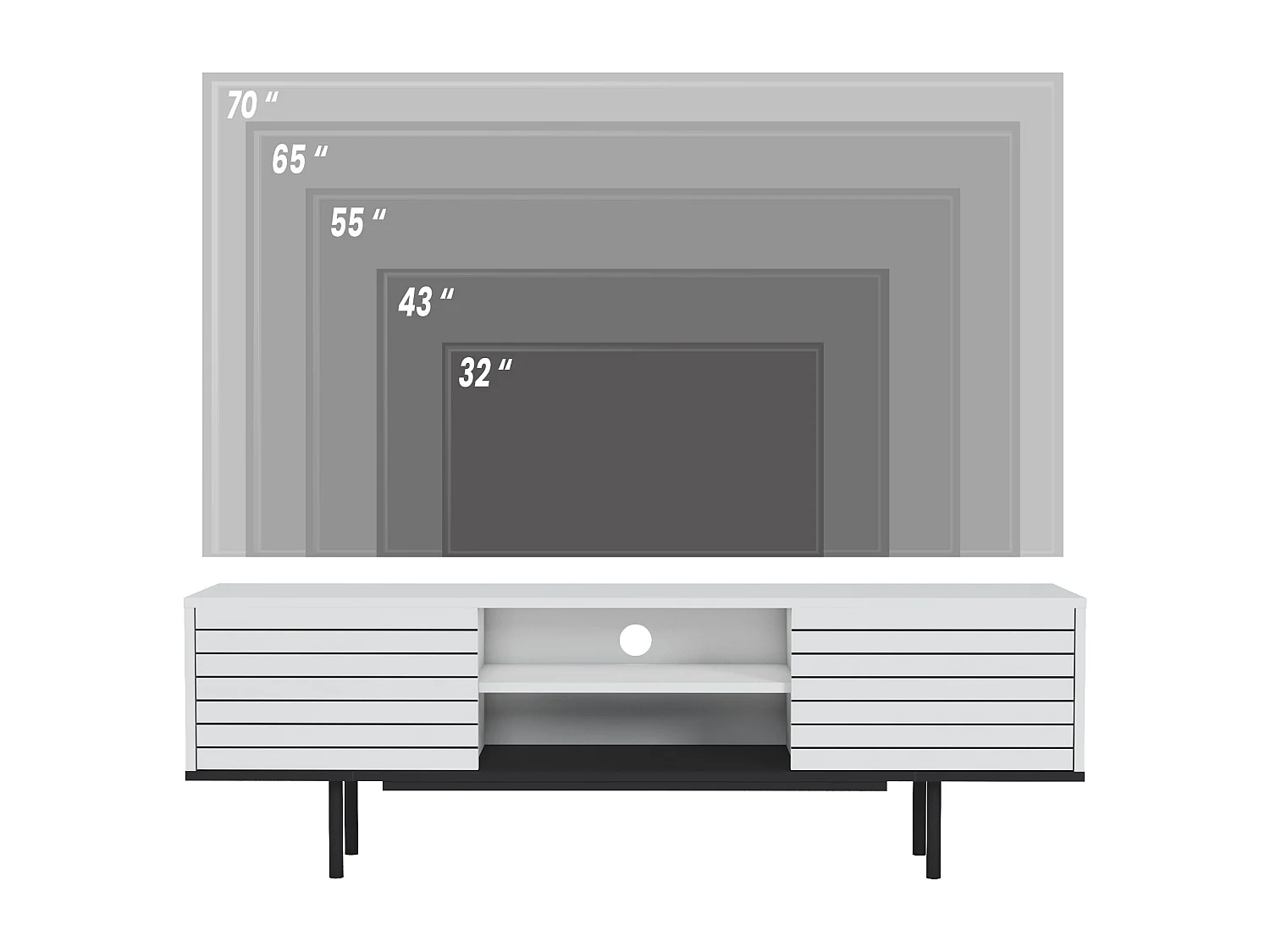Mobile tv APOLLO- bianco/nero, 50,5x160x35,5 cm