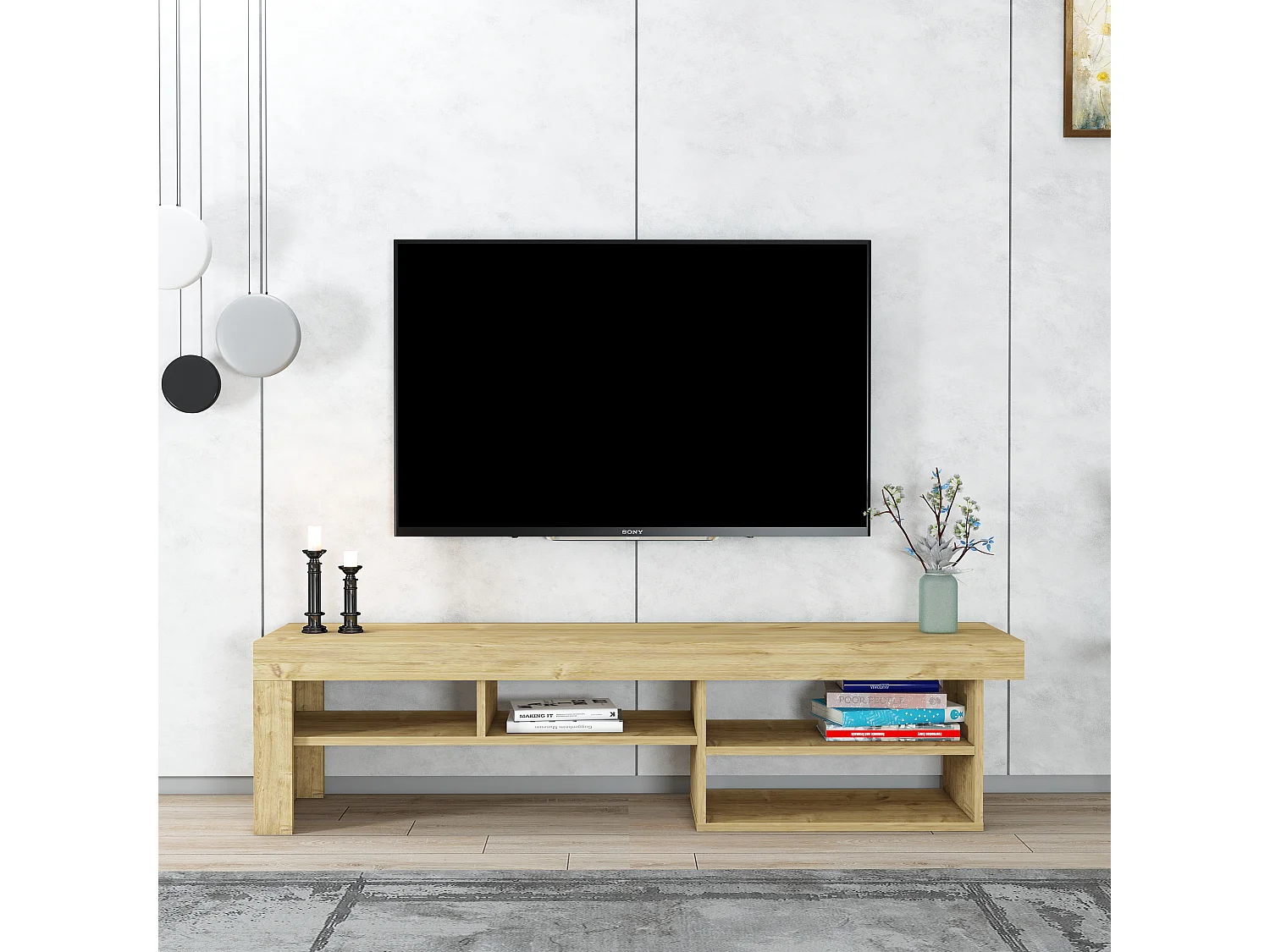 Szafka RTV HESTIA - dąb - dąb, 40x160x38