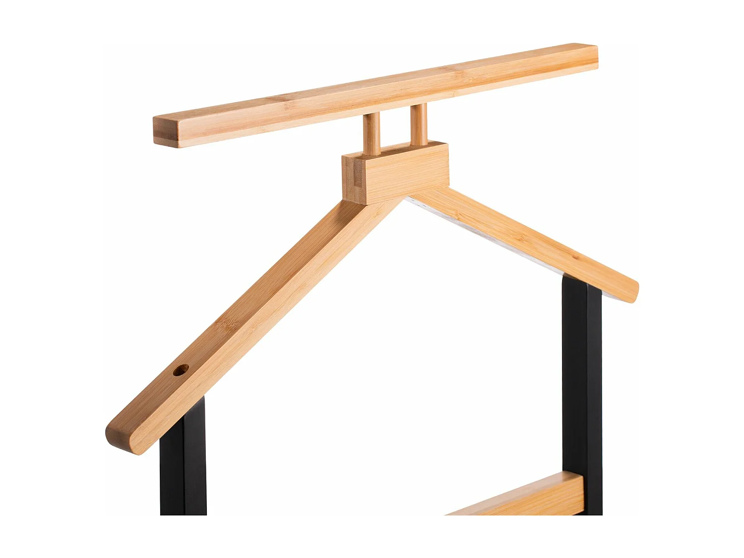 Valet de chambre KANNA chevalet de nuit double portant pour vêtements, en bambou naturel et noir